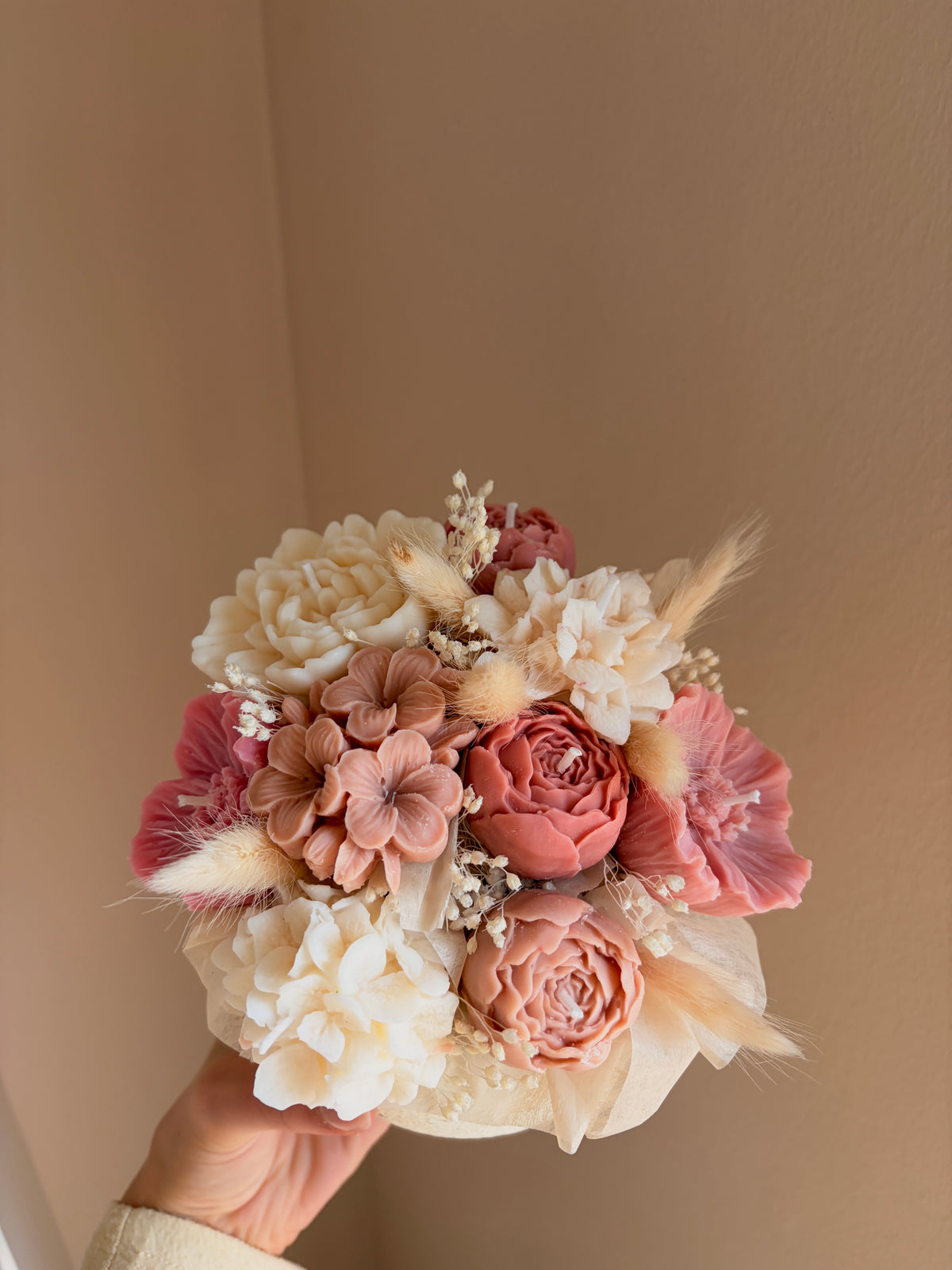 rose blush Bouquet- Blumenstrauß aus Rapswachs