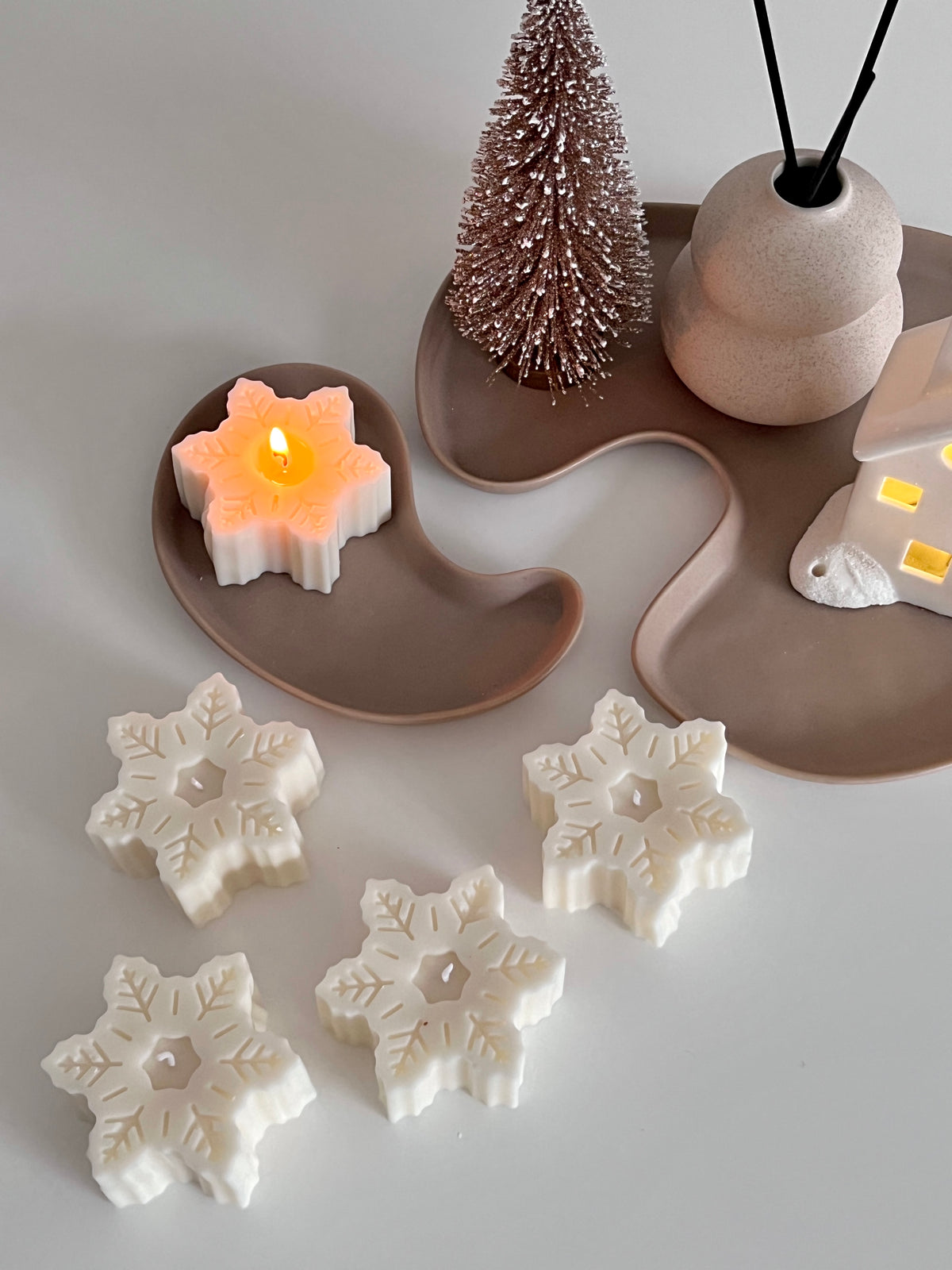 Snowflake Candle - Schneeflocke Kerze aus Rapswachs