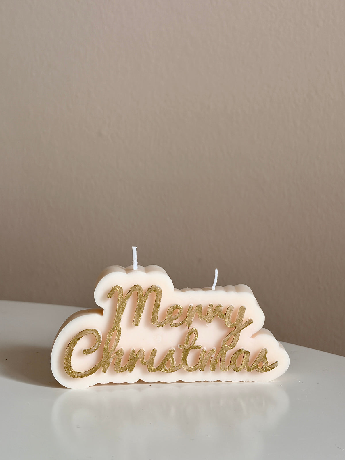 Merry Christmas - Schriftzug Kerze aus Rapswachs