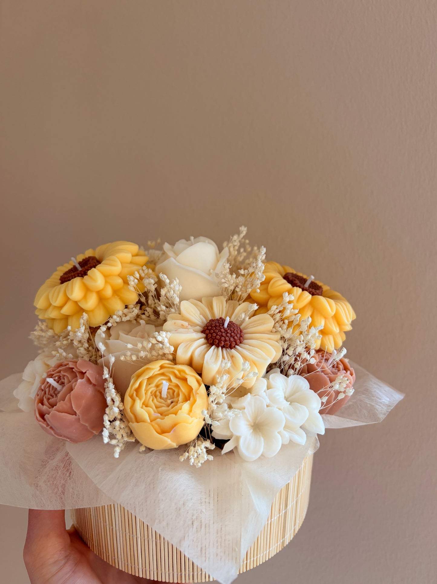 sunflower dream bouqet - Kerze aus Rapswachs