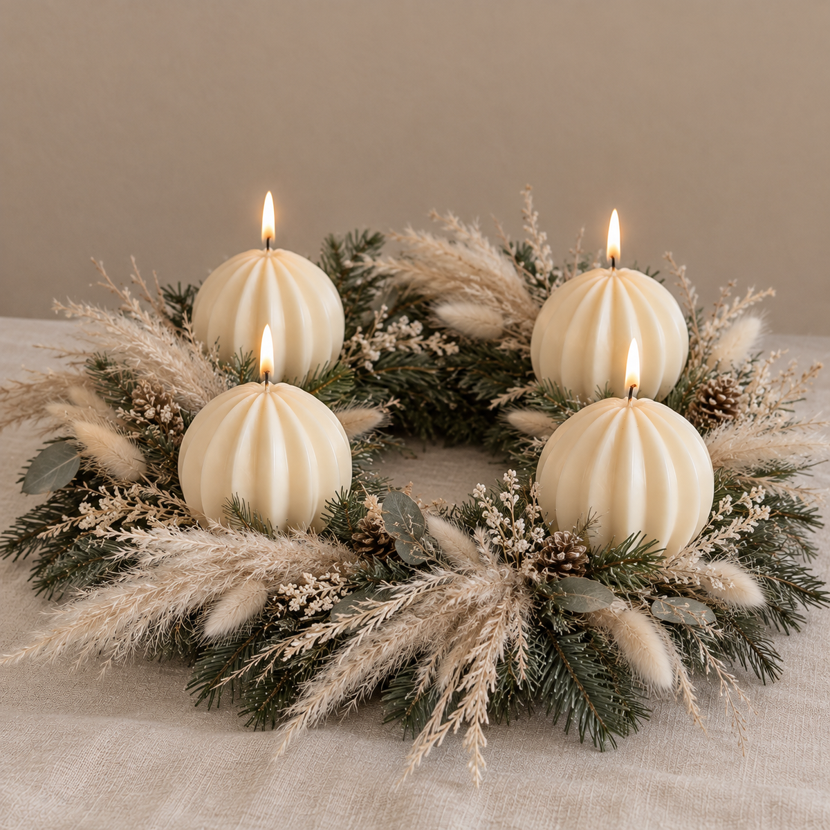 Weihnachtskugel - Kerze aus Rapswachs