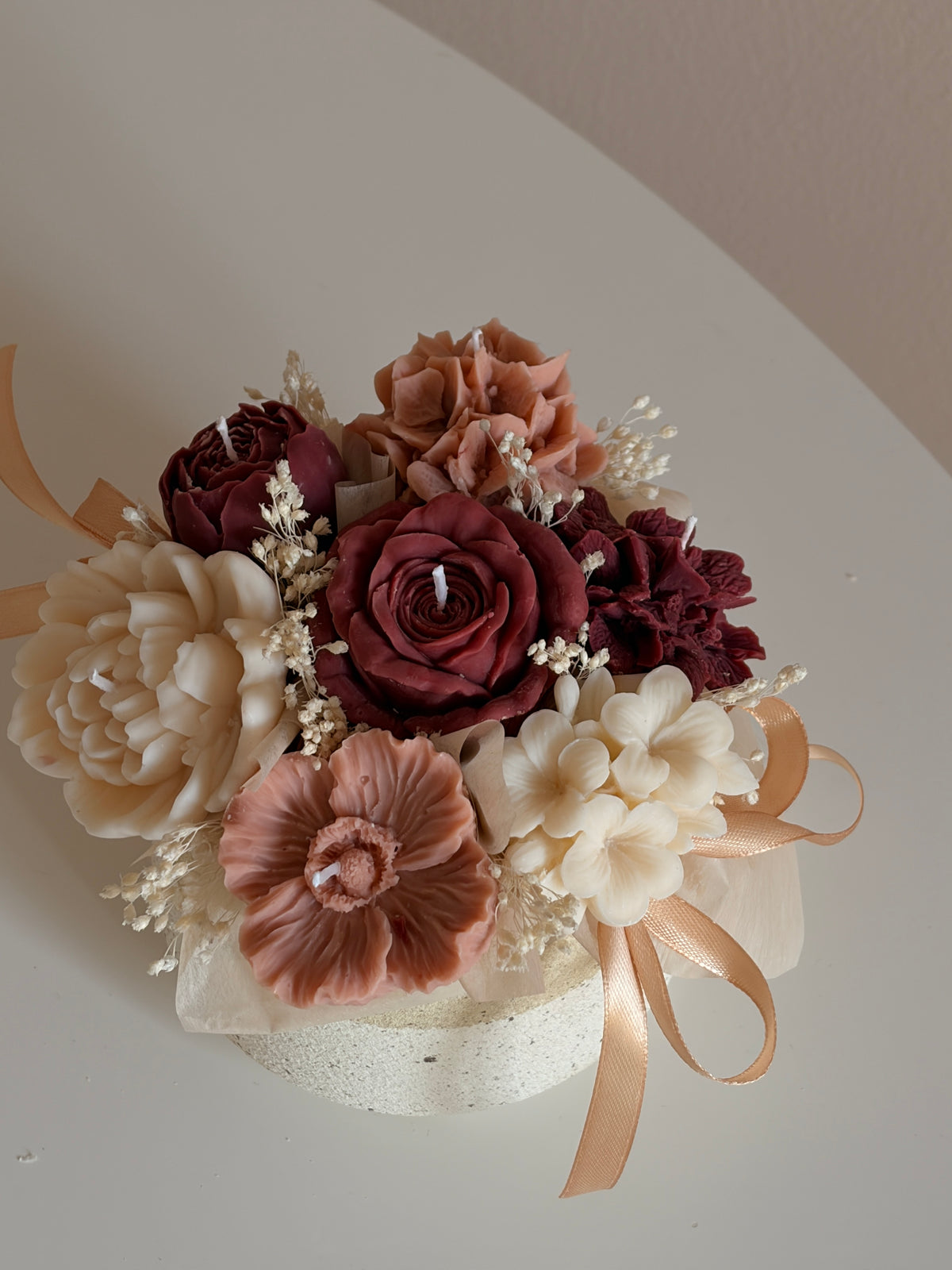 winered Bouquet- Blumenstrauß aus Rapswachs vegan
