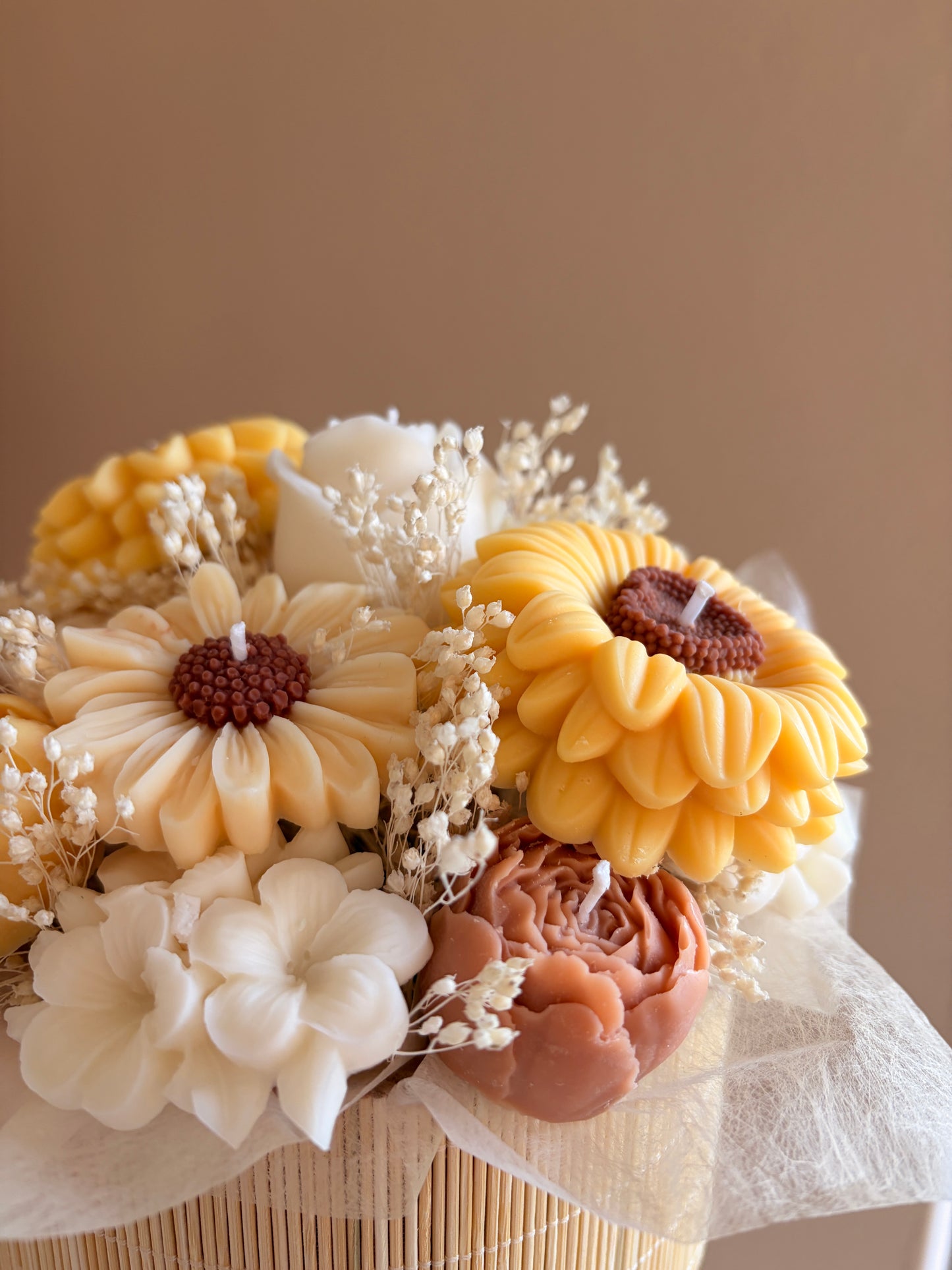 sunflower dream bouqet - Kerze aus Rapswachs