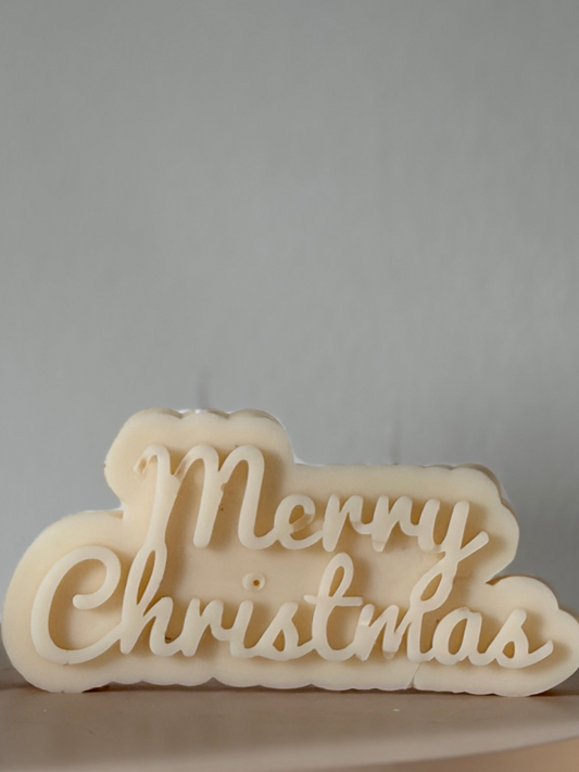 Merry Christmas - Schriftzug Kerze aus Rapswachs