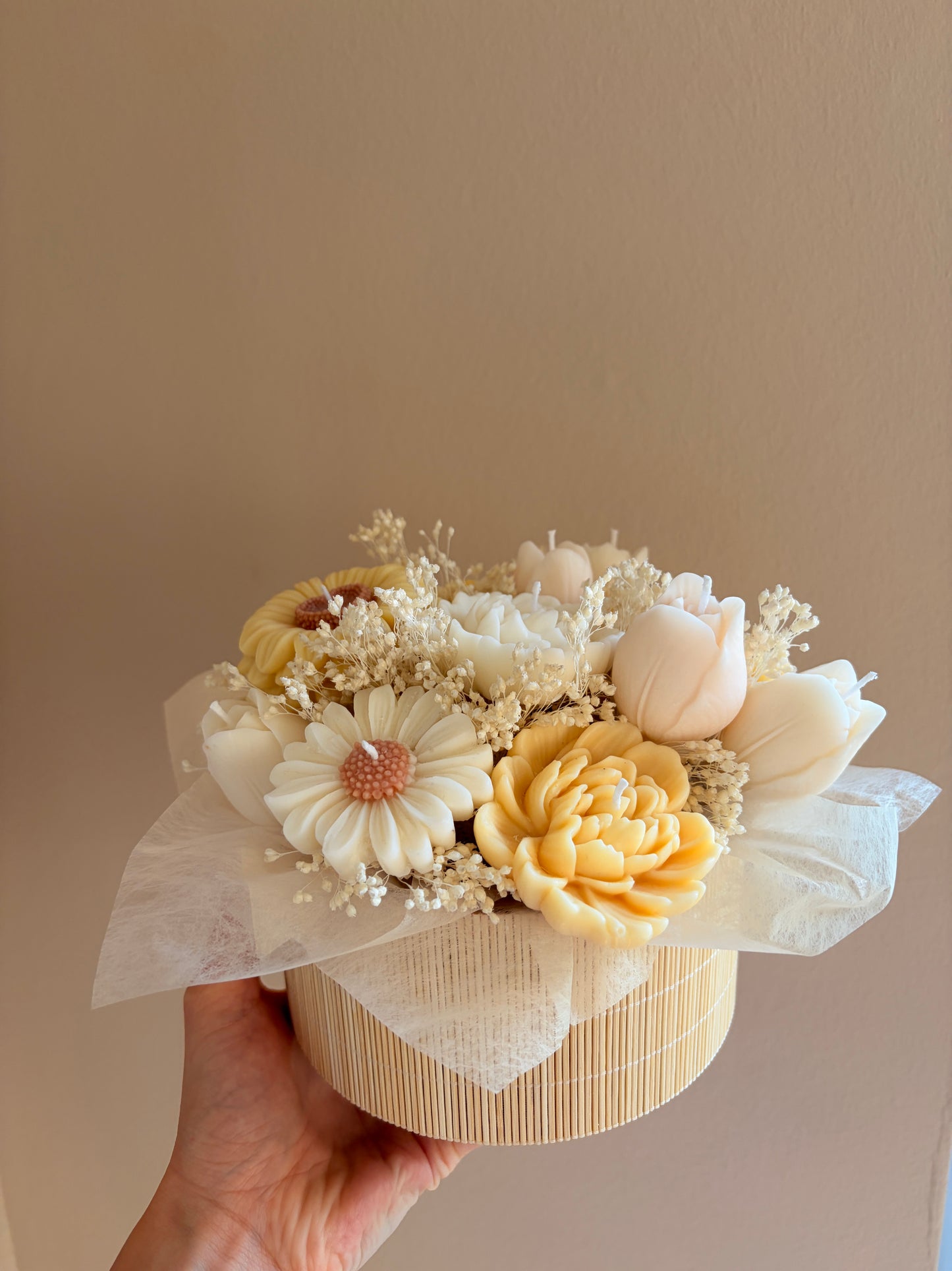 soft sunflower bouqet - Kerze aus Rapswachs