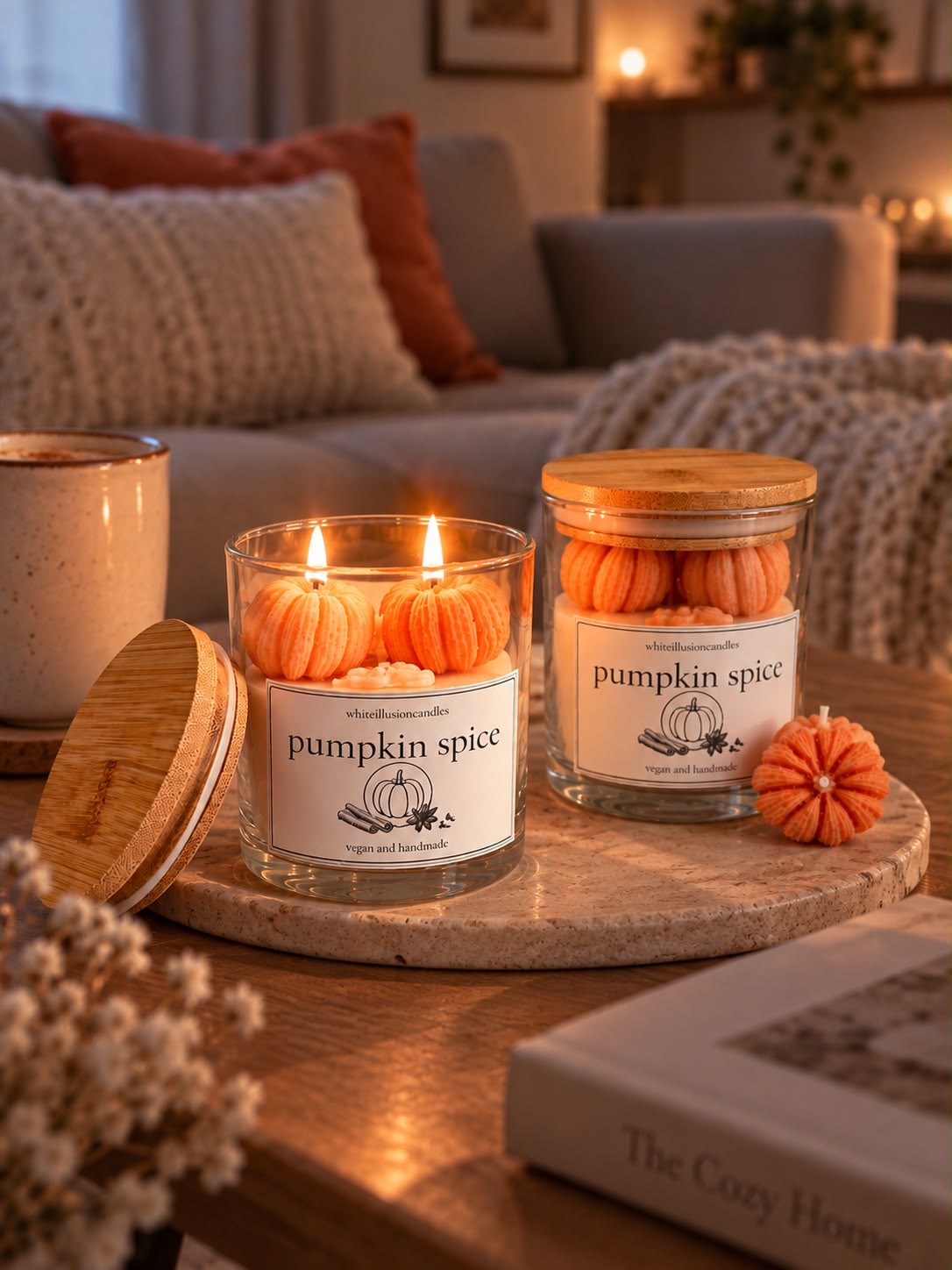 Pumpkin Spice Duftkerze im Glas - Kerze aus Rapswachs vegan