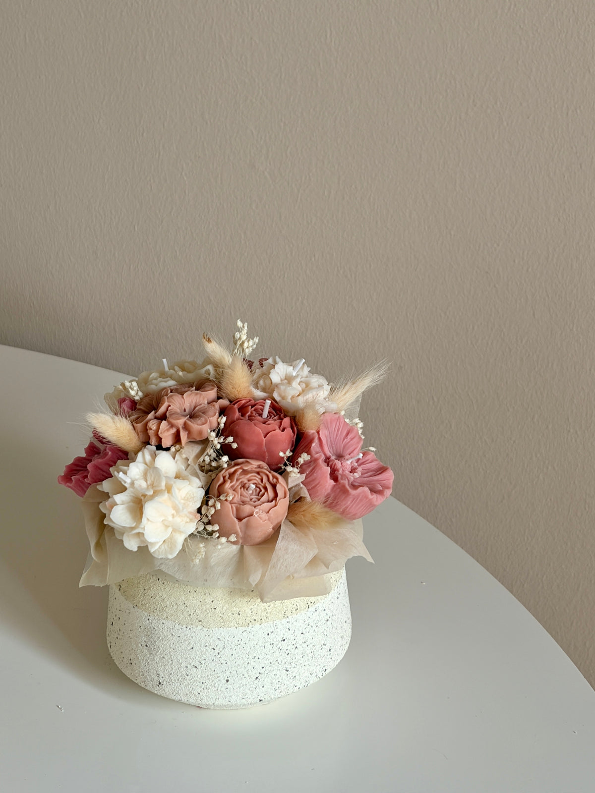 rose blush Bouquet- Blumenstrauß aus Rapswachs